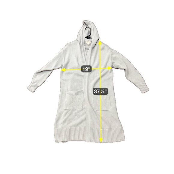 Style & Co Hooded Cardigan Duster Gray Sz Large Open Front Long Sleeve Cozy Knit - Picture 7 of 11